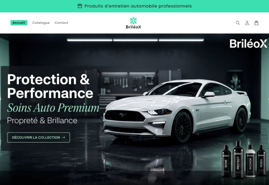The Briléox storefront home page