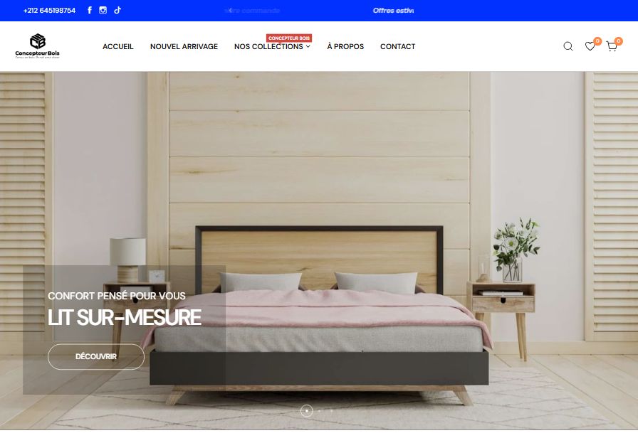 The Concepteur Bois storefront home page