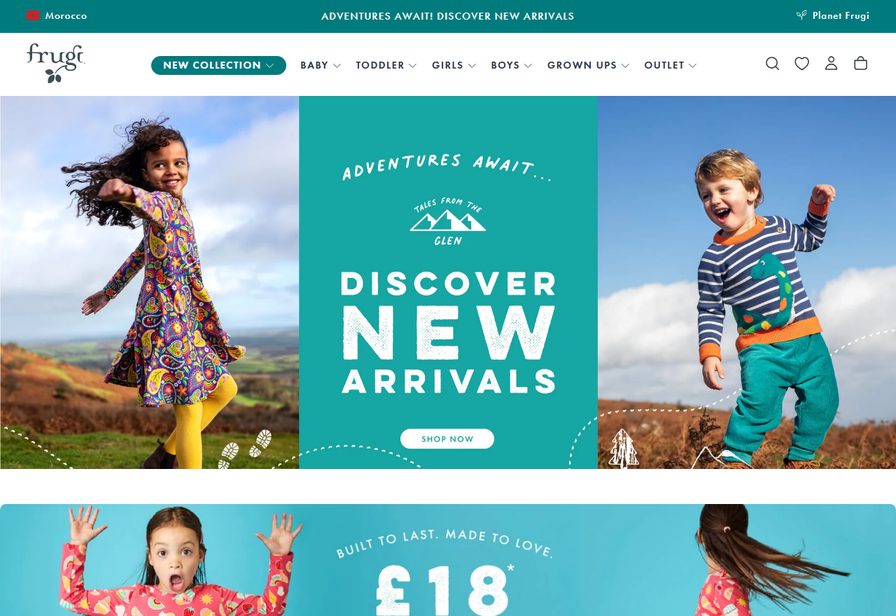 The Frugi storefront home page