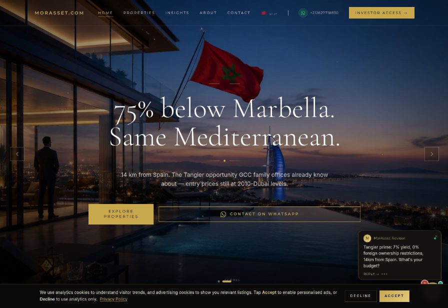 The MorAsset storefront home page